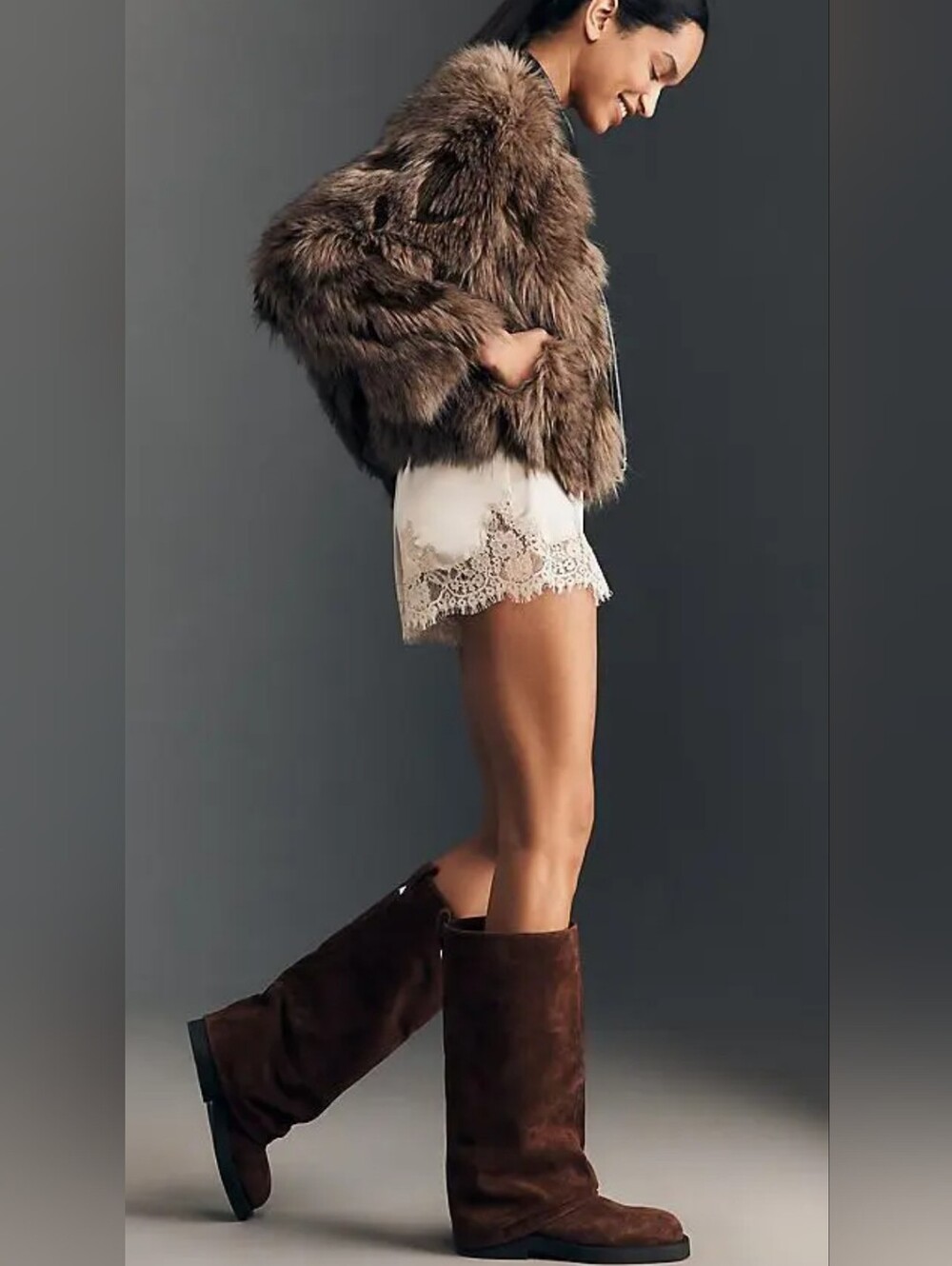 schutz 
keira up cloak suede slouchy boots - root brown.